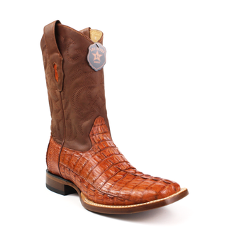 Los Altos men's brown caiman tail square toe western boot front right view