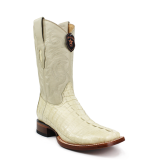 Los Altos men's winter white caiman tail square toe western boot front right view