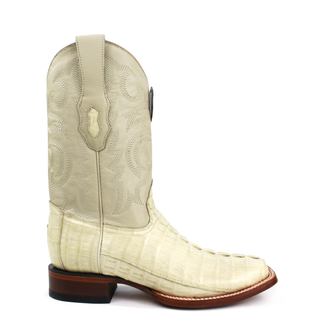 Los Altos men's winter white caiman tail square toe western boot right view 