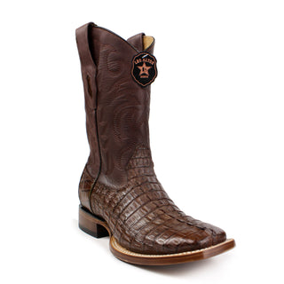 Los Altos men's brown caiman belly square toe western boot front view