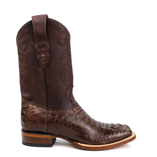 Los Altos men's brown caiman hornback square toe western boot front right view