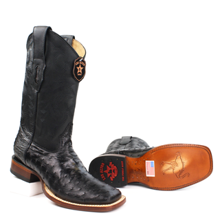 Los Altos Men’s Full Quill Ostrich Wide Square Toe Boots sole view 