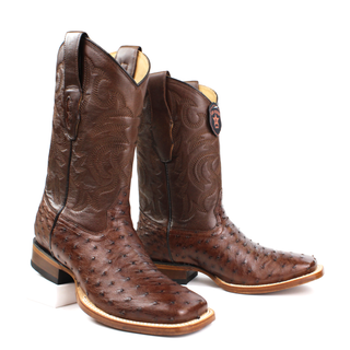 Los Altos Men’s Full Quill Ostrich Wide Square Toe Boots staggered view