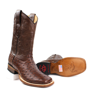 Los Altos Men’s Full Quill Ostrich Wide Square Toe Boots sole view 