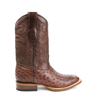 Los Altos Men’s Full Quill Ostrich Wide Square Toe Boots right angle