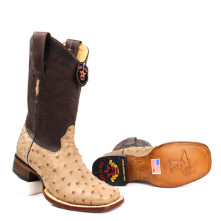  Los Altos Men’s Full Quill Ostrich Wide Square Toe Boots sole view 