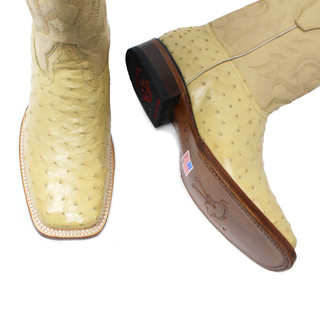Los Altos Oryx Ostrich Wide Square Toe Cowboy Boot