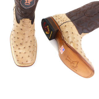  Los Altos Men’s Full Quill Ostrich Wide Square Toe Boots top view
