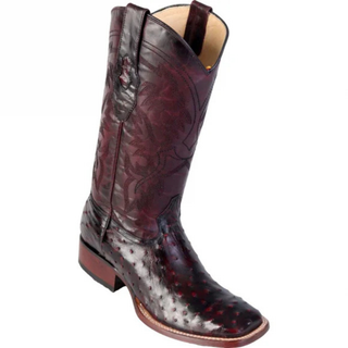 Los Altos Black Cherry Ostrich Wide Square Toe Cowboy Boot