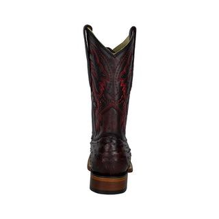 Los Altos Black Cherry Ostrich Wide Square Toe Cowboy Boot