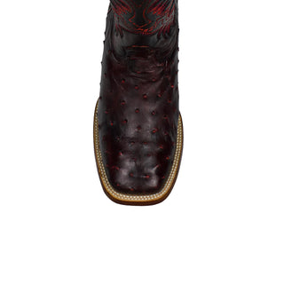Los Altos Black Cherry Ostrich Wide Square Toe Cowboy Boot