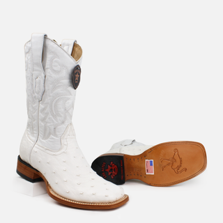 Los Altos Men’s Full Quill Ostrich Wide Square Toe Boots sole view 