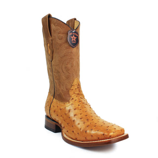 Los Altos Amber full quill ostrich cowboy boots with square toe for men