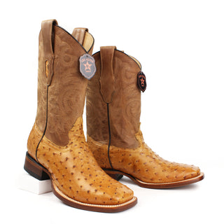 Pair of Los Altos Amber full quill ostrich cowboy boots with square toe for men