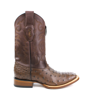 Los Altos Men’s Full Quill Ostrich Wide Square Toe Boots right angle