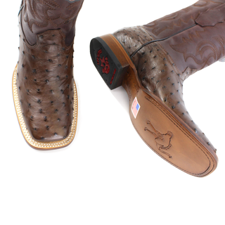 Los Altos Men’s Full Quill Ostrich Wide Square Toe Boots top view