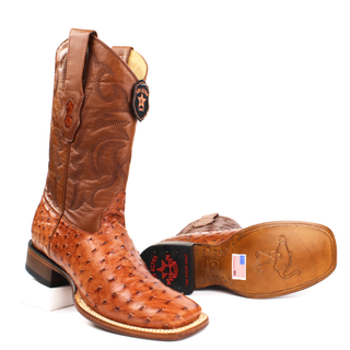 Los Altos Men’s Full Quill Ostrich Wide Square Toe Boots sole view 