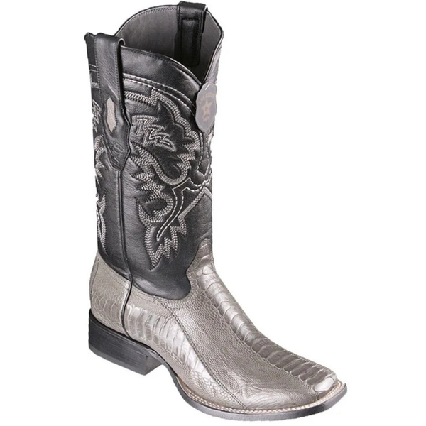Los Altos Ostrich Leg Wide Square Toe Cowboy Boot - Gray