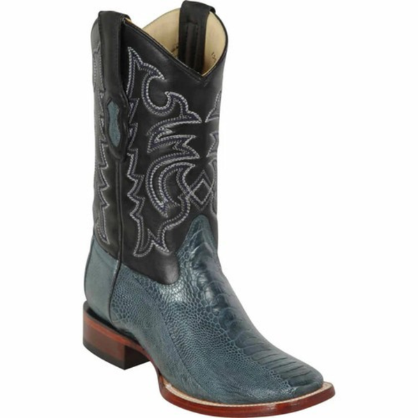 Los Altos Ostrich Leg Wide Square Toe Cowboy Boot - Denim Blue