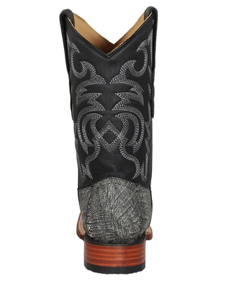Los Altos Ostrich Leg Wide Square Toe Cowboy Boot - Rustic Black