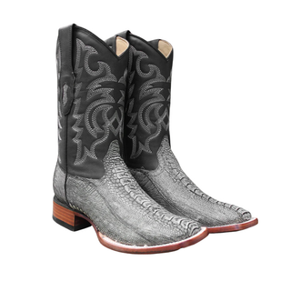 Los Altos Ostrich Leg Wide Square Toe Cowboy Boot - Rustic Black