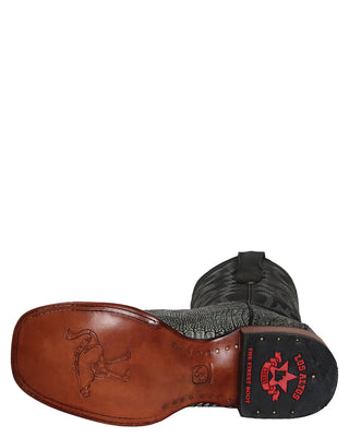 Los Altos Ostrich Leg Wide Square Toe Cowboy Boot - Rustic Black