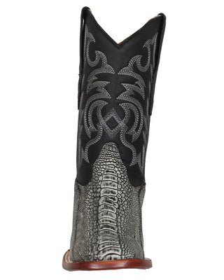 Los Altos Ostrich Leg Wide Square Toe Cowboy Boot - Rustic Black