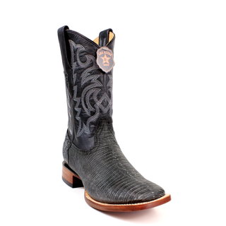 El General men’s sanded black lizard square toe western boot right view  