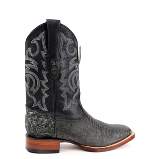 El General men’s sanded black lizard square toe western boot right view