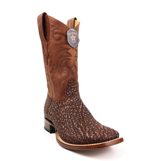 Los Altos men's cognac Shark/ Tiburon  square toe western boot front right view