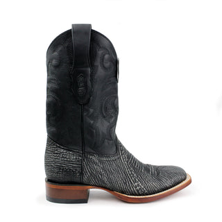 Los Altos Shark Wide Square Toe Boots - Rustic Black