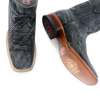 Los Altos Shark Wide Square Toe Boots - Rustic Black