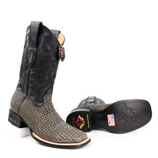 Los Altos Shark Wide Square Toe Boots - Rustic Gray sole view 