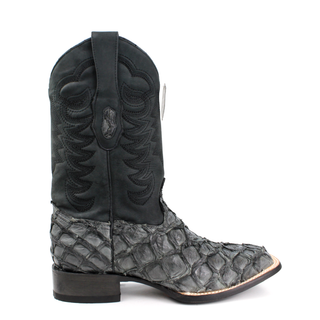 Los Altos men's gray pirarucu square toe western boot right view