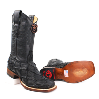 Los Altos Black Exotic Pirarrucu fish boots sole view 