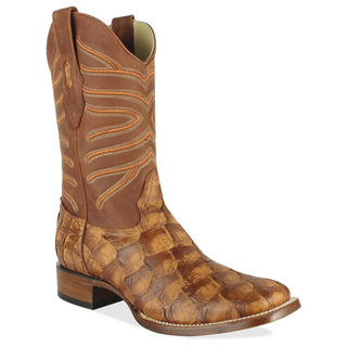Los Altos Pirarucu Square Toe Cowboy Boot - Cognac Matte
