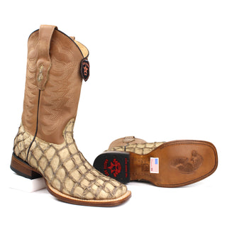 Los Altos Exotic Pirarrucu Moka Boots sole view 