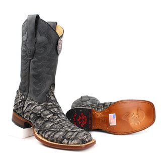 Los Altos Exotic Pirarrucu Black Boots sole view 