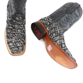 Los Altos Exotic Pirarrucu Black Boots top view 