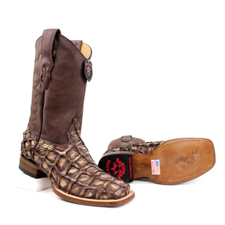 Los Altos Pirarucu Square Toe Cowboy Boot - Rustic Brown
