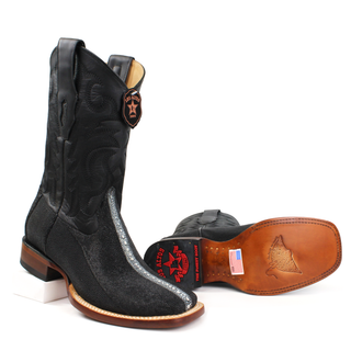 Los Altos Black Exotic Stingray Boots sole view