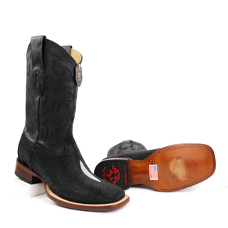 Los Altos Stingray Square Toe Cowboy Boot  Single Stone- Black sole view 