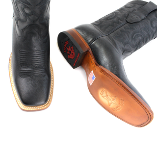 Los Altos men's black leather square toe western boots top view view