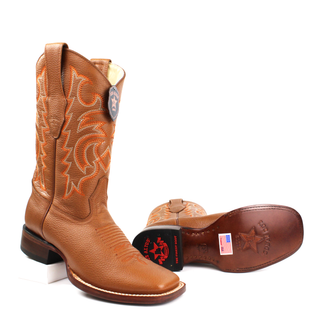 Los Altos Grisly Wide Square Toe Cowboy Boot - Honey sole view 