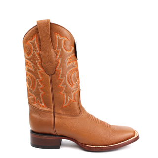 Los Altos Grisly Wide Square Toe Cowboy Boot - Honey right angle