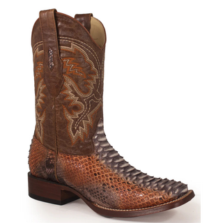 Los Altos Python Square Toe Cowboy Boot - Rustic Cognac