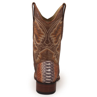 Los Altos Python Square Toe Cowboy Boot - Rustic Cognac