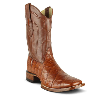 Los Altos Rodeo Alligator Square Toe Cowboy Boot - Cognac