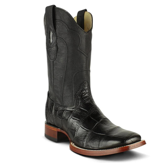 Los Altos Rodeo Alligator Square Toe Cowboy Boot - Black