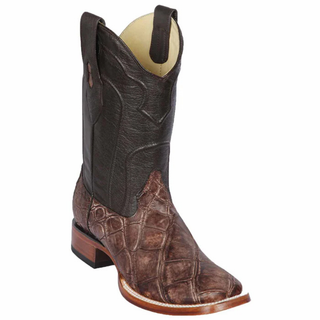 Los Altos Rodeo Alligator Square Toe Cowboy Boot - Sanded Brown